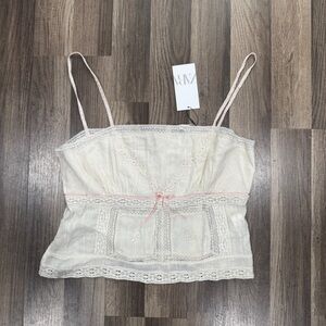 Zara White Lace Detail Top